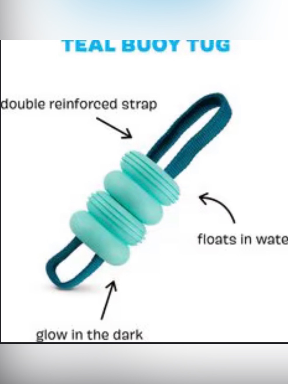 Bark Box Super Chewer teal Buoy M-L Dog toy NEW FLOATS & GLOWS